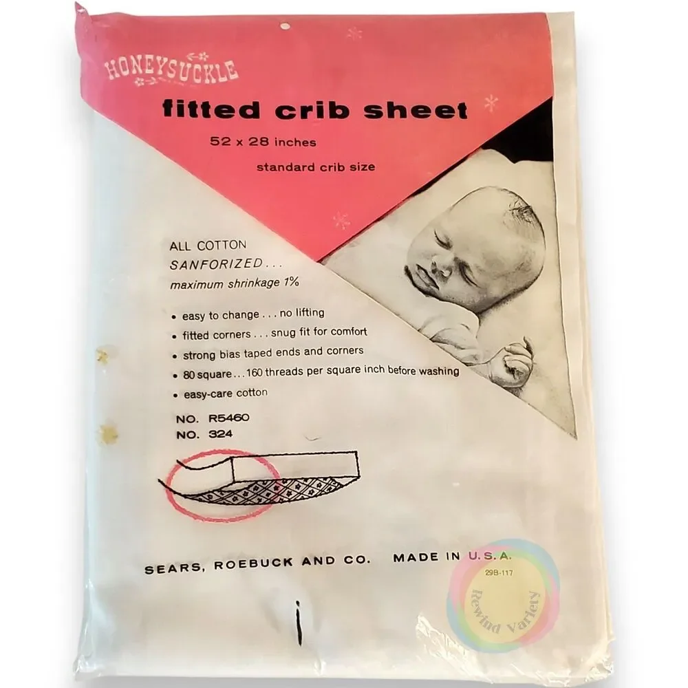 2 VTG Sears Honeysuckle Crib Sheets NIP 52x28 NOS